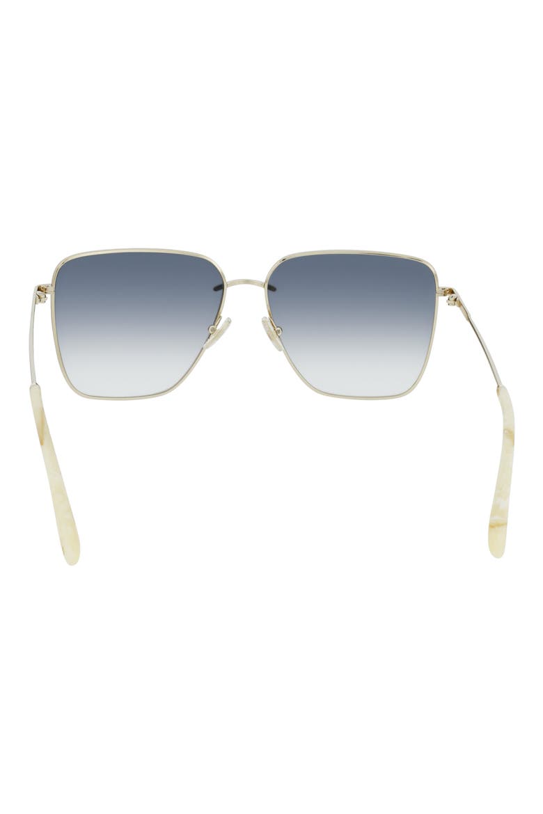 61mm Rectangular Sunglasses, Alternate, color, GOLD/ BLUE