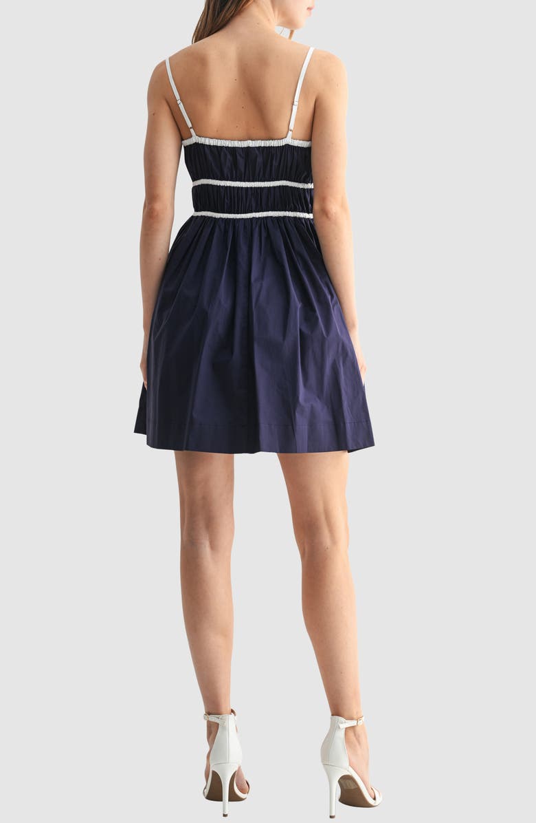 All in Favor Front Bow Fit & Flare Minidress, Alternate, color, Navy White