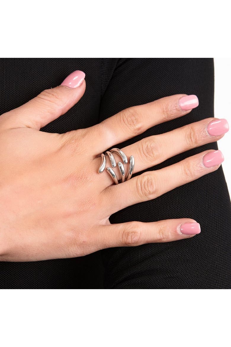 6 Drop Ring, Alternate, color, Sterling Silver
