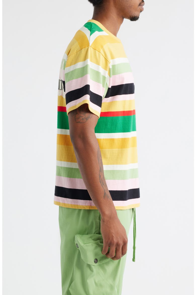 Treble Stripe Cropped Cotton Graphic T-Shirt, Alternate, color, YELLOW MULTI