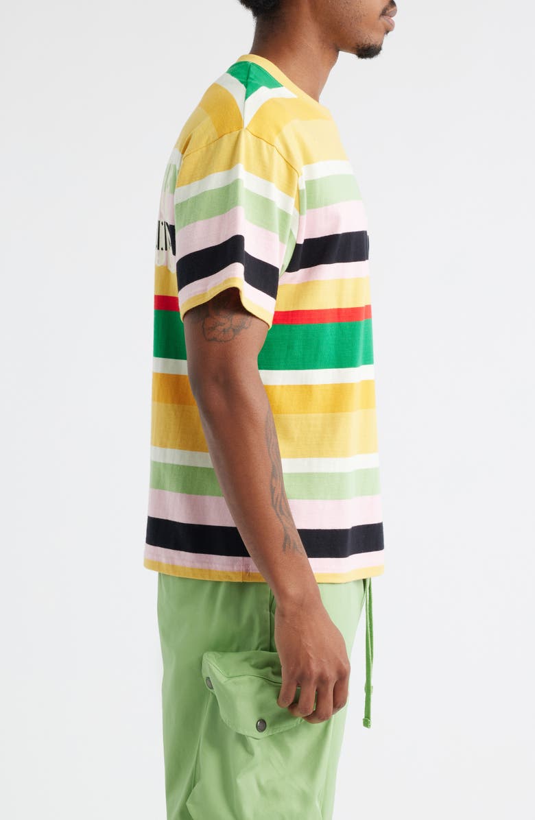Billionaire Boys Club Treble Stripe Cropped Cotton Graphic T-Shirt, Alternate, color, Yellow Multi