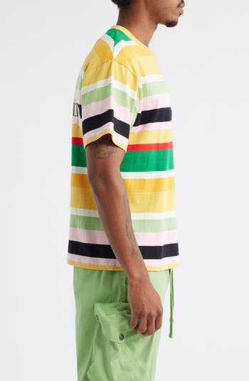 Treble Stripe Cropped Cotton Graphic T-Shirt