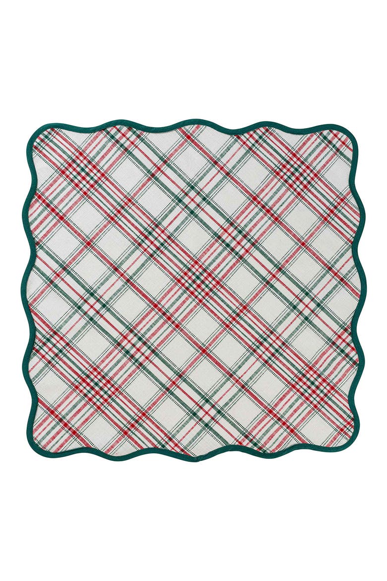Merry Tartan Square Tablecloth, Main, color, MULBERRY BROWN