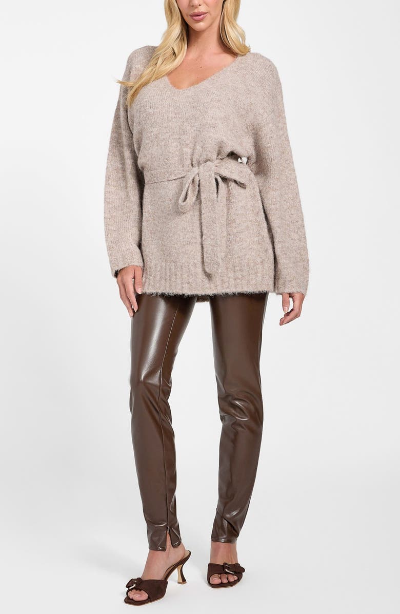 GUESS Prescilla Faux Leather Leggings, Alternate, color, Dark