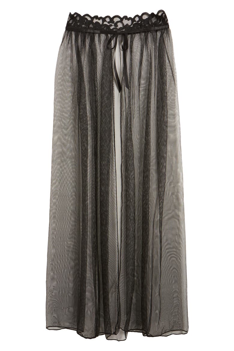 Jeana Sheer Mesh High Waist Slip Skirt, Main, color, BLACK