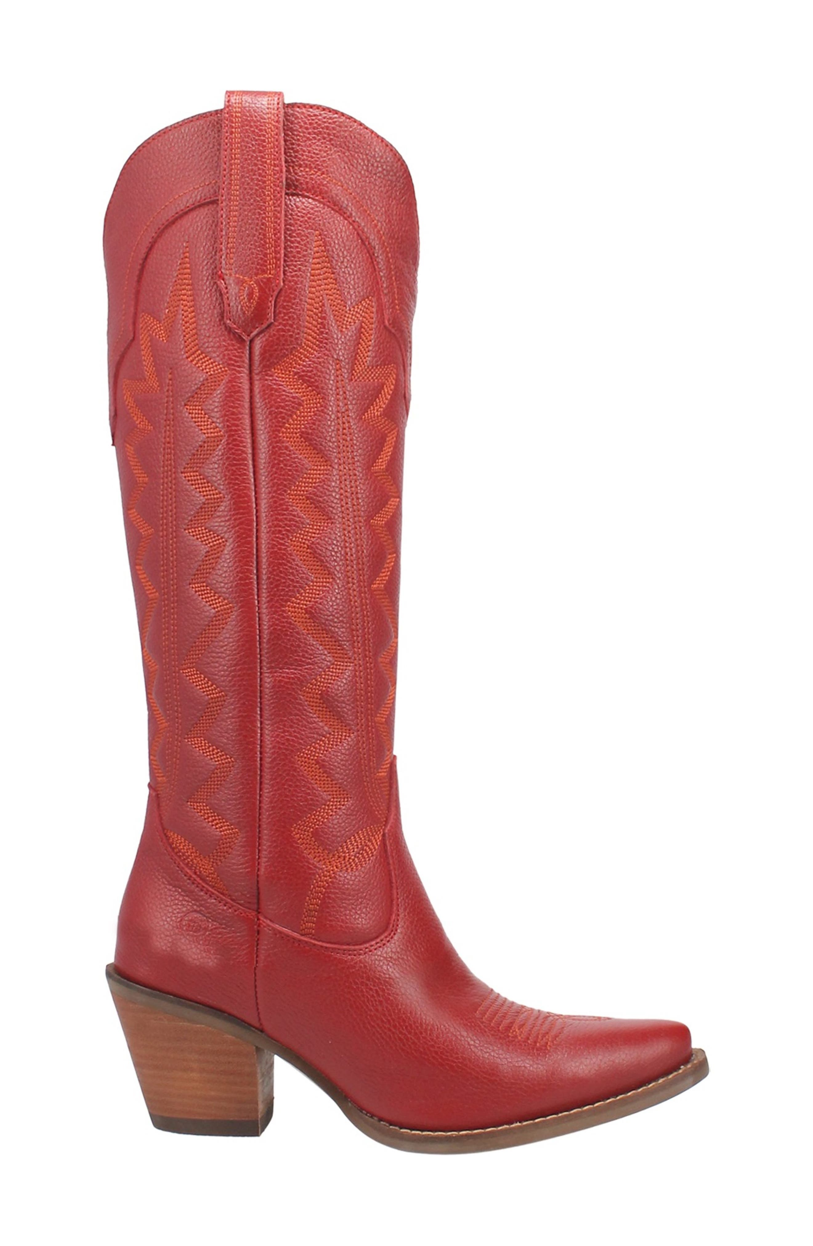 Knee High Western Boot, Alternate, color, RED