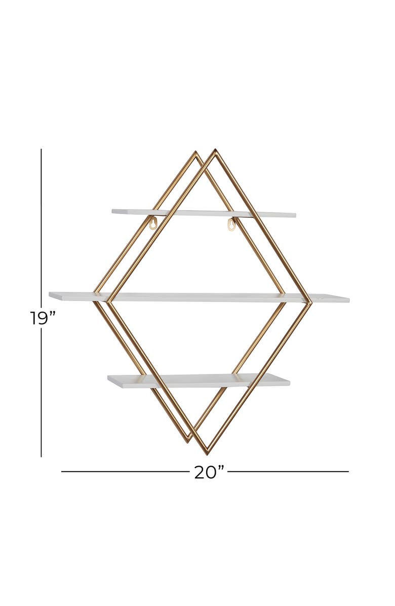 WILLOW ROW Metal Wood Diamond-shaped Wall Shelf - 20"L X 11"W X 19"H, Alternate, color, 