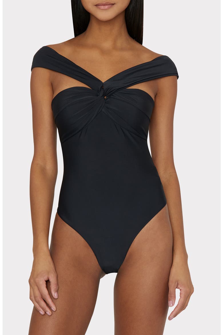 Betsy Draped One-Piece Swimsuit, Alternate, color, BLACK