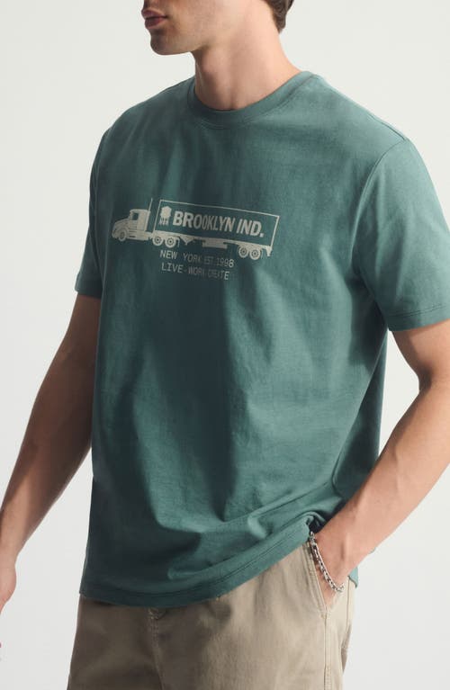 Brooklyn Industries Logo Truck Cotton Graphic T-shirt In Green