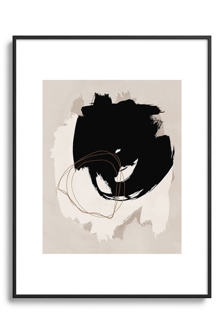 Abstract Brush Framed Art Print, Main, color, BLACK TONES