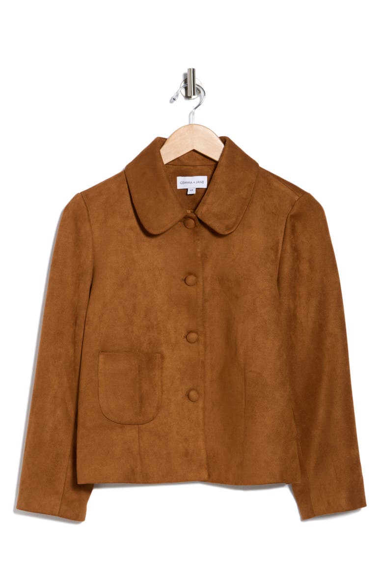 Gemma + Jane Faux Suede Shirt Jacket, Alternate, color, Mocha