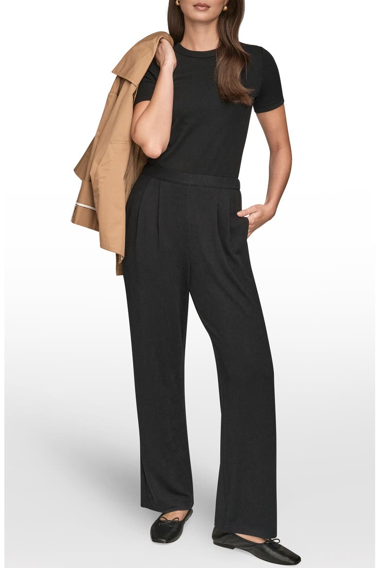 High Waist Wide Leg Pull-On Pants, Alternate, color, BLACK