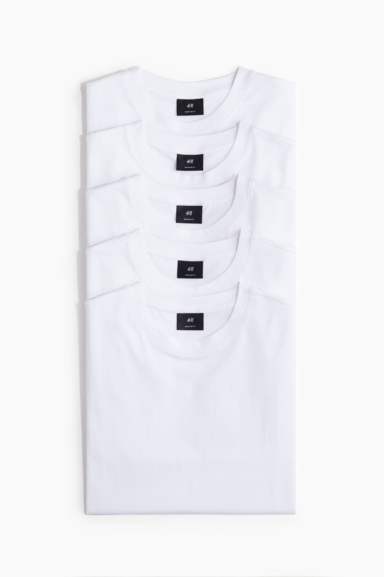 5-pack Regular Fit T-shirts, Alternate, color, White