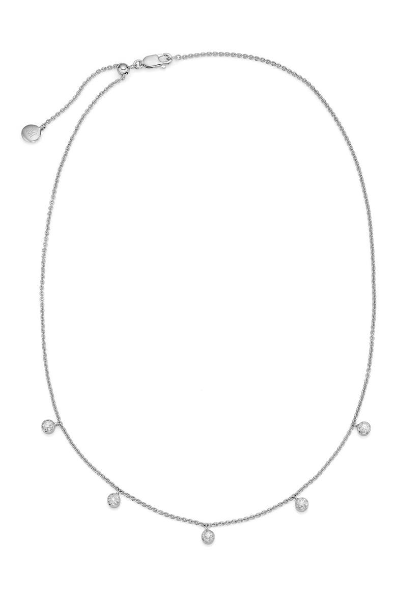 Fiji Tiny Button Diamond Slider Necklace, Main, color, SILVER