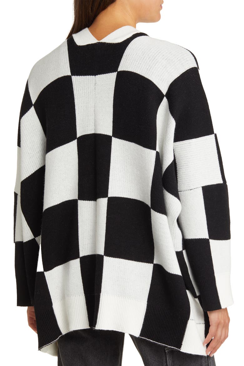 Love You Oversize Checkerboard Cardigan, Alternate, color, BLACK  WHITE CHECK
