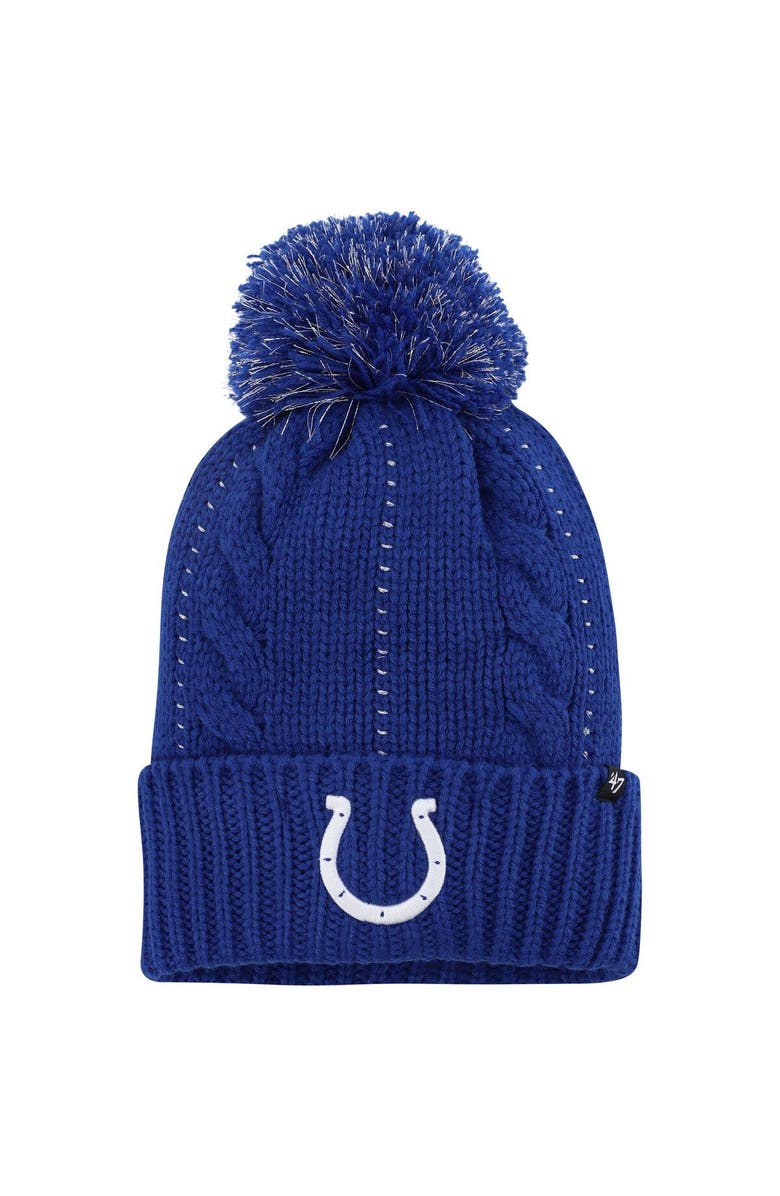 '47 Women's '47 Royal Indianapolis Colts Bauble Cuffed Knit Hat with Pom, Main, color, 