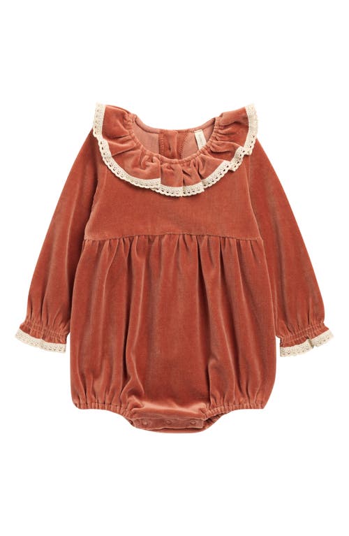 Quincy Mae Wendy Organic Cotton Velour Bodysuit In Brown