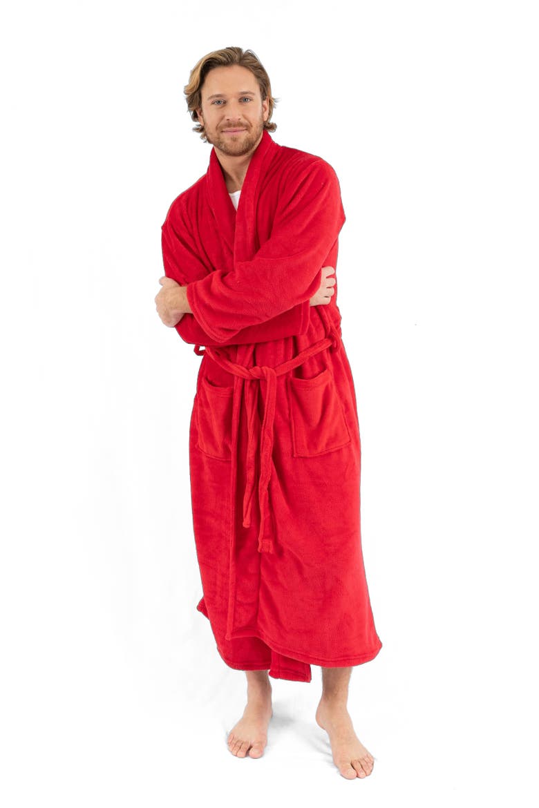 Men's Fleece Robe, Alternate, color, Red
