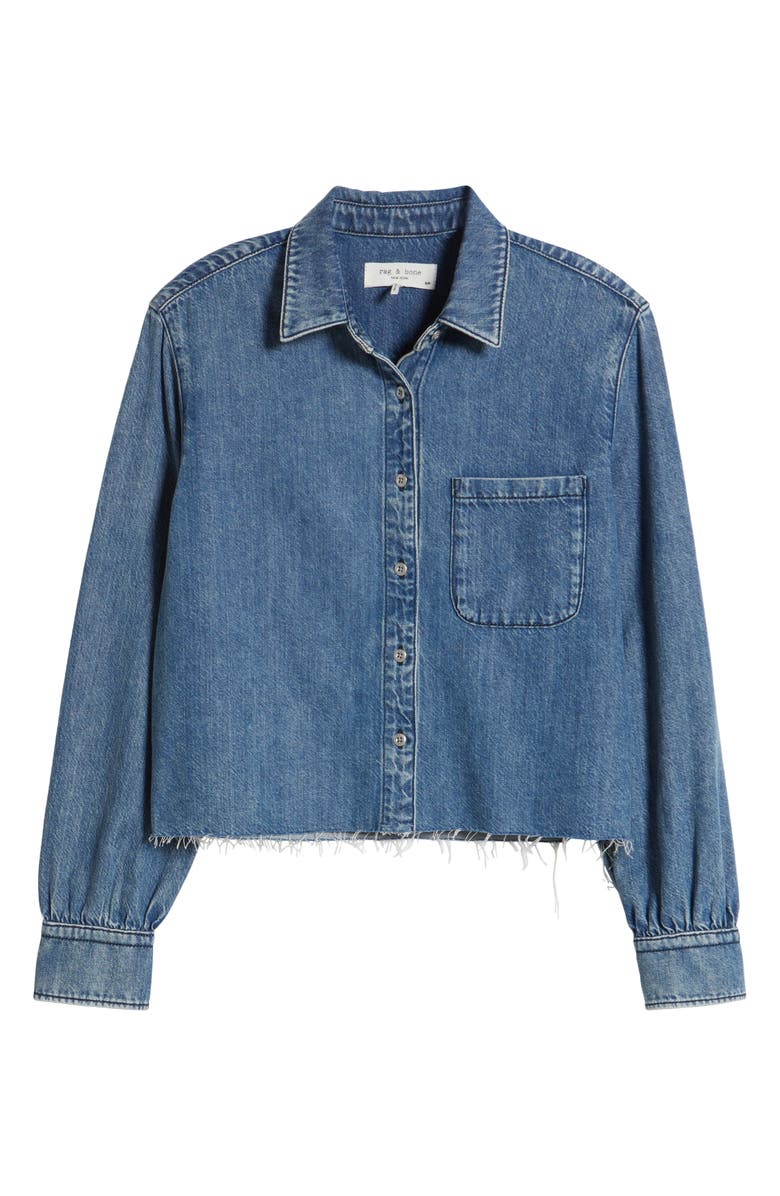 rag & bone Featherweight Crop Denim Button-Up Shirt, Alternate, color, 