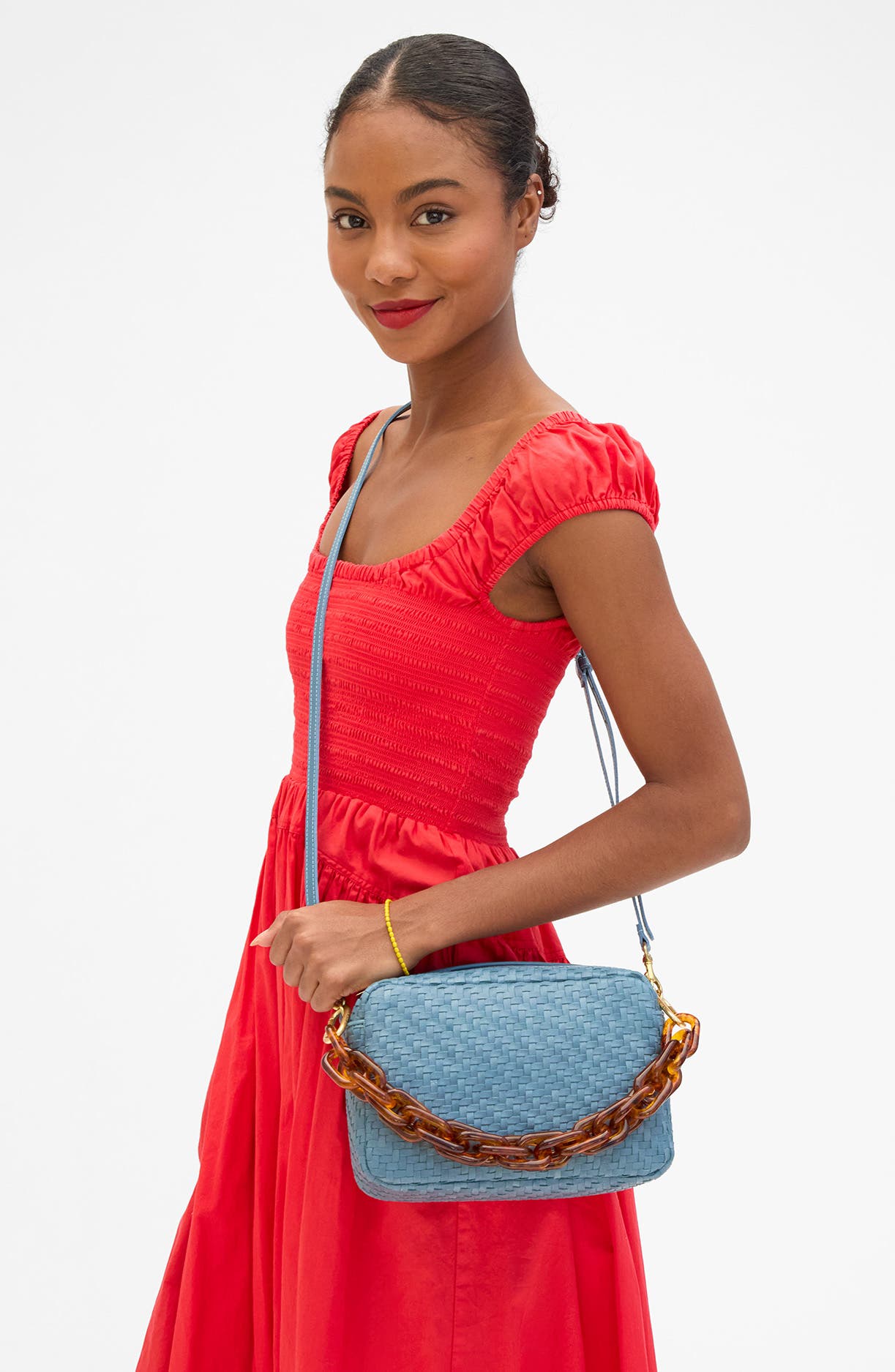 Marisol Woven Zig-Zag Leather Crossbody Camera Bag, Alternate, color, DUSTY BLUE