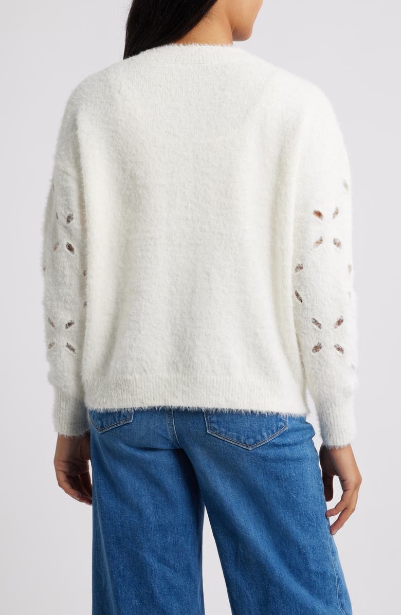 Bobeau Cutout Button-Up Cardigan, Alternate, color, Ivory