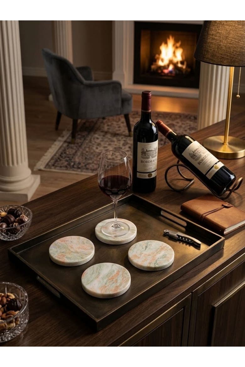 Moonlight Onyx Coasters, Alternate, color, Ivory