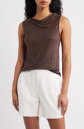 MANGO Cowl Neck Linen Tank