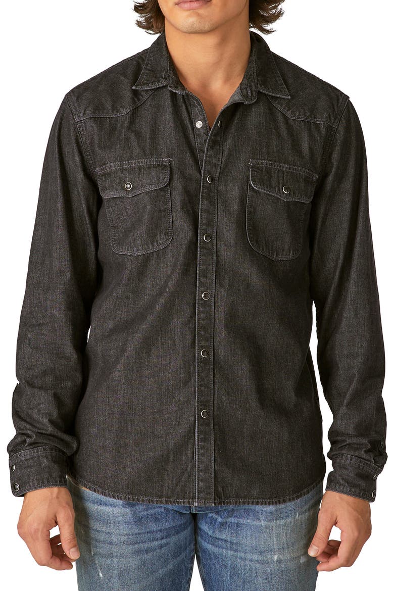Sawtooth Denim Snap-Up Western Shirt, Main, color, ALVERSON
