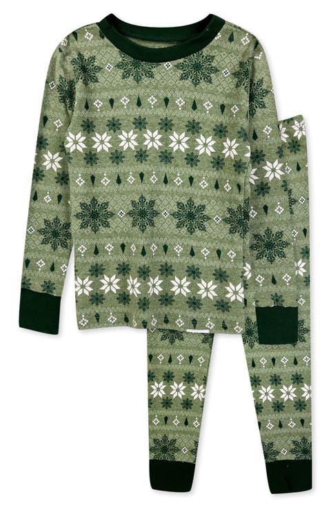 Kids' Zen Print Fitted Organic Cotton Two-Piece Pajamas
