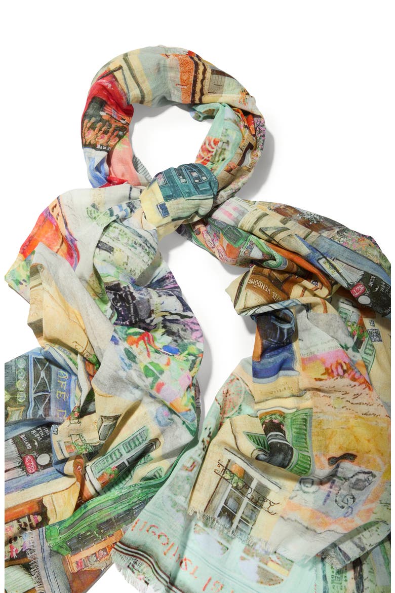 Spring Print Scarf, Alternate, color, GREEN MULTI