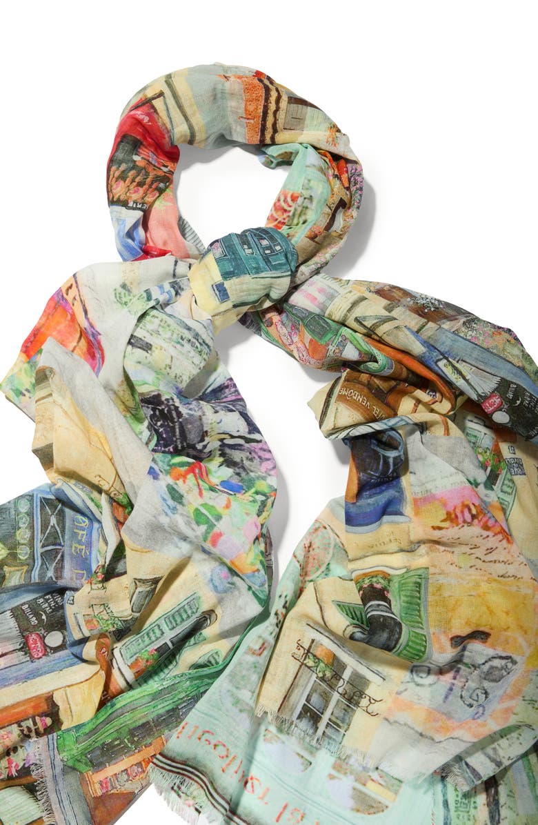 SAACHI Spring Print Scarf, Alternate, color, Green Multi