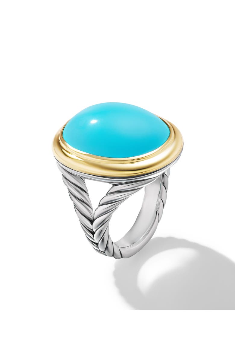 David Yurman Albion Oval Ring, Alternate, color, Silver/ Gold/ Turquoise