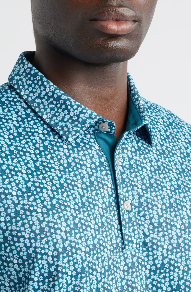 Swannies Ridge Floral Performance Golf Polo, Alternate, color, Deep-Lake