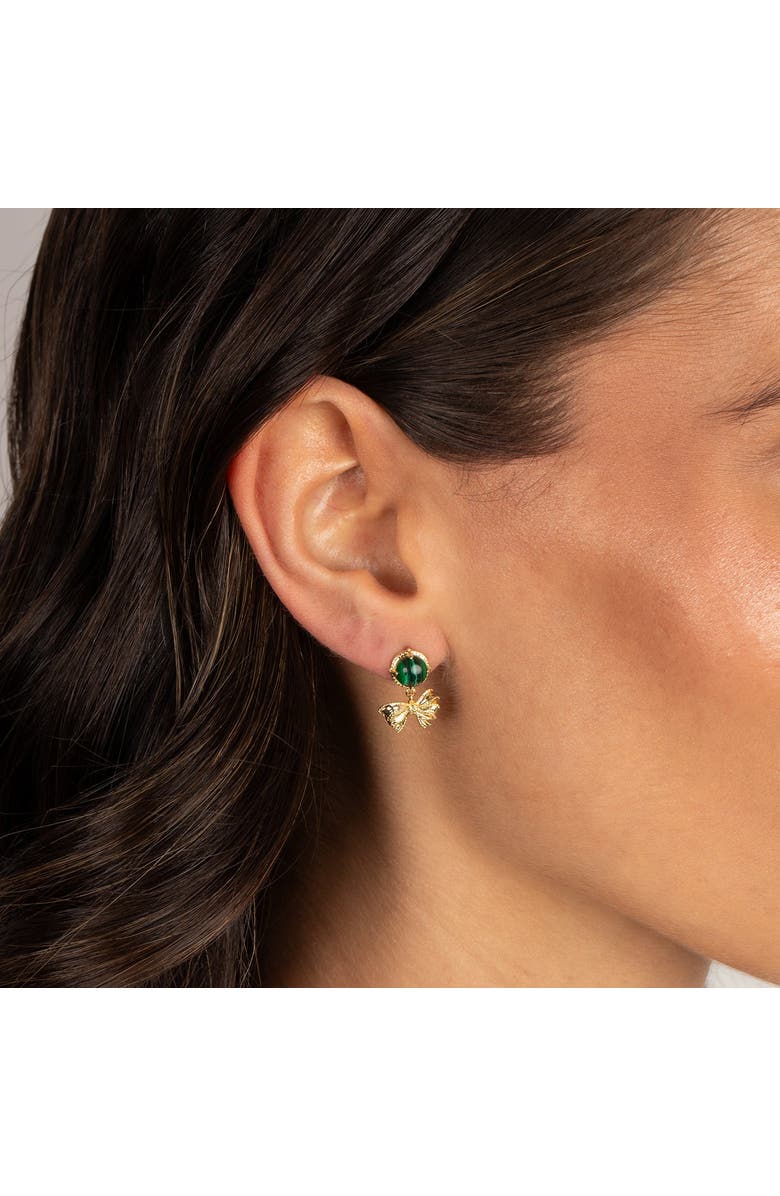 BY ADINA EDEN Malachite Bow Drop Stud Earring, Alternate, color, 