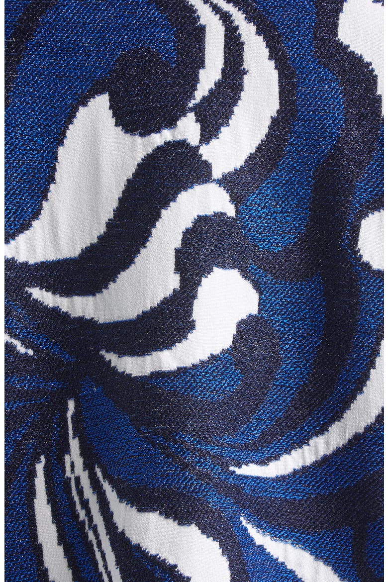 Nancy Midcentury Scroll Jacquard Knit Jacket, Alternate, color, MIDNIGHT/ COBALT METALLIC