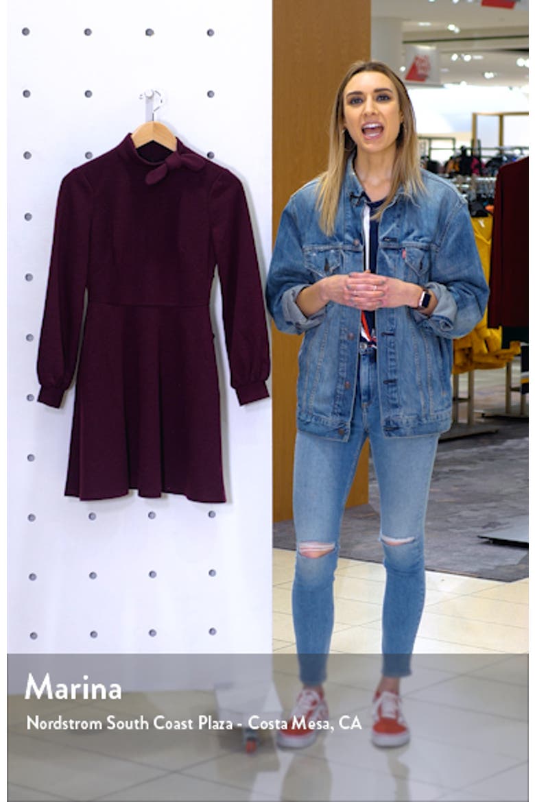 Valentina Bow Detail Long Sleeve Fit & Flare Sweater Dress video