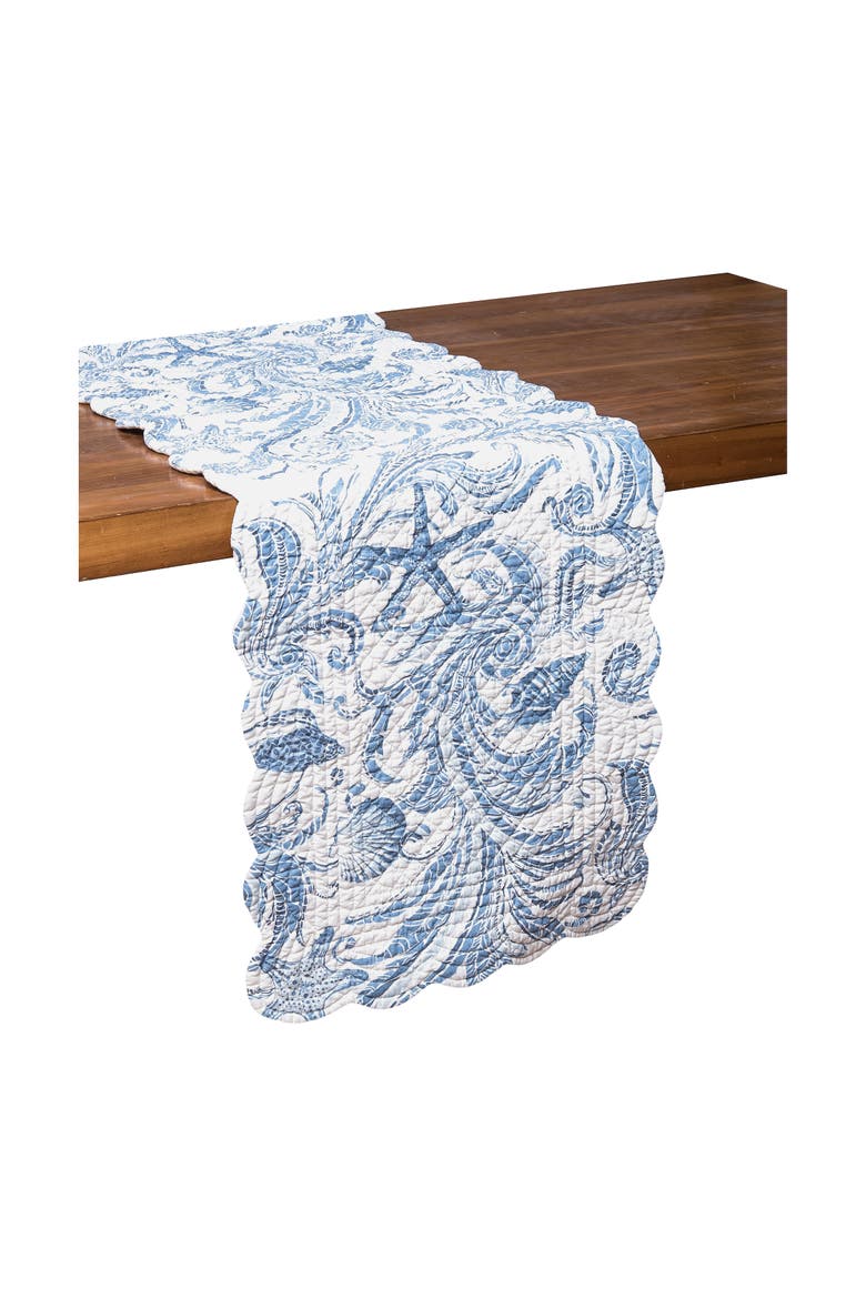 Tidal Waves Table Runner 14" x 51", Alternate, color, Blue