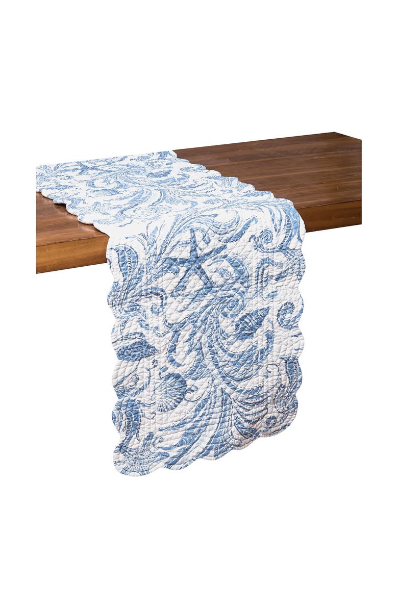C&F Home Tidal Waves Table Runner 14" x 51", Alternate, color, Blue
