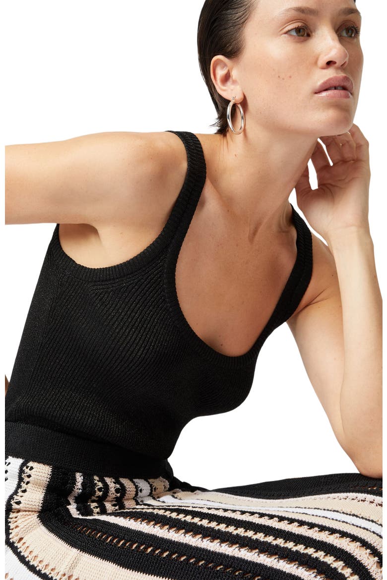 Viscose Lamé Tank Top, Alternate, color, Black