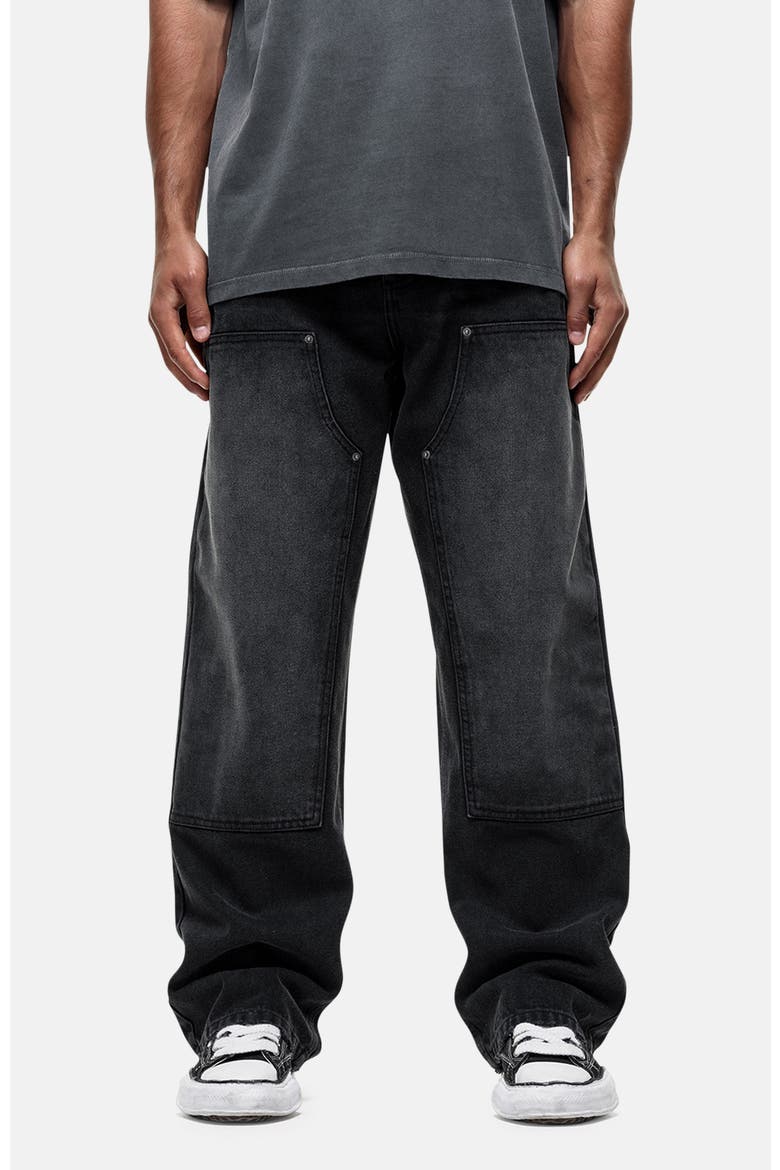 Traipes Black Washed Baggy Denim Jeans, Main, color, Black