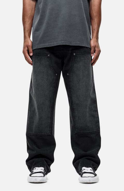 Traipes Black Washed Baggy Denim Jeans