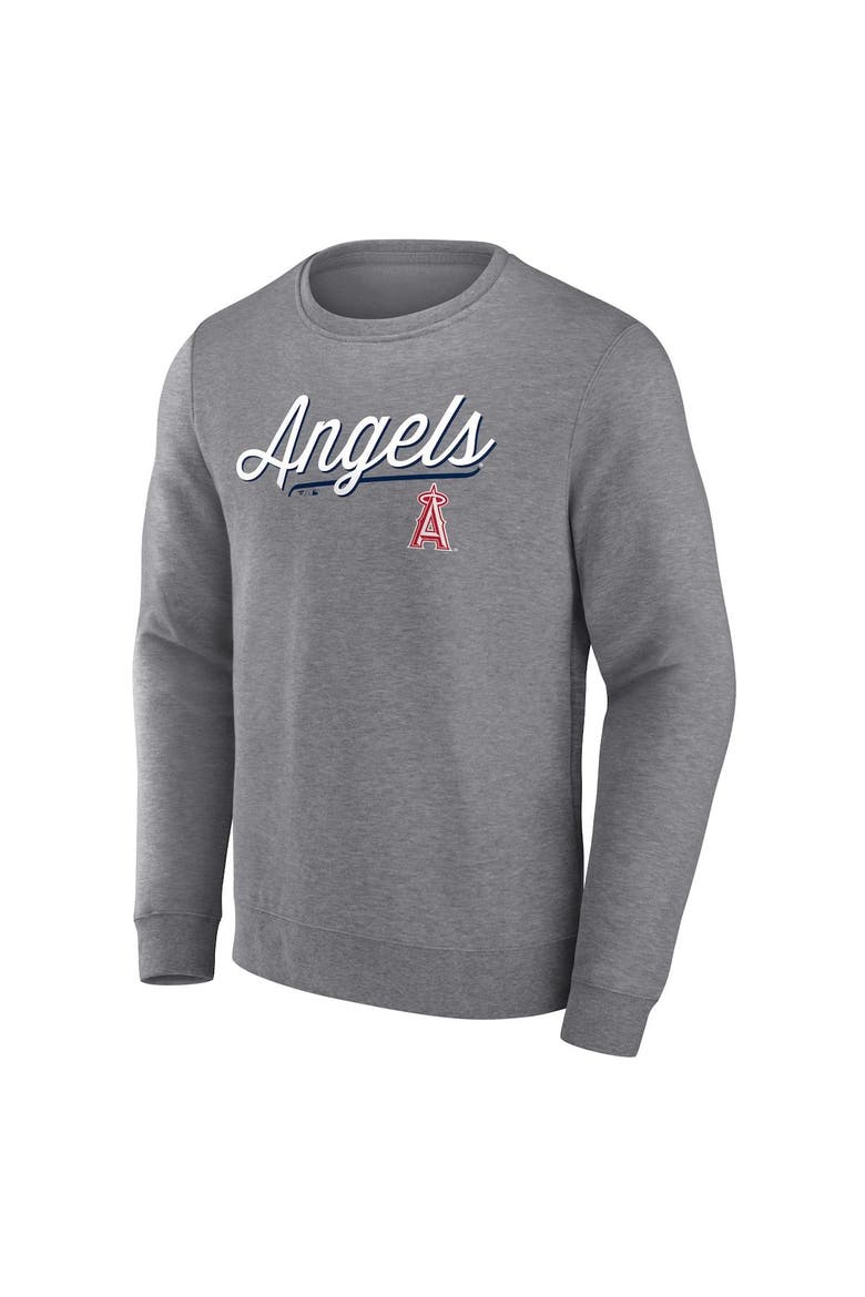 Men's Fanatics Branded Heather Gray Los Angeles Angels Simplicity Pullover Sweatshirt, Alternate, color, Heather Gray
