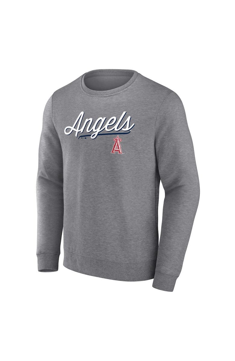 FANATICS Men's Fanatics Branded Heather Gray Los Angeles Angels Simplicity Pullover Sweatshirt, Alternate, color, Heather Gray