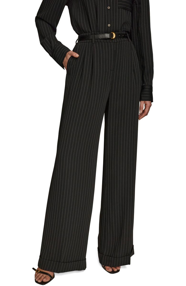 Donna Karan New York Pinstripe Wide Leg Pants, Main, color,