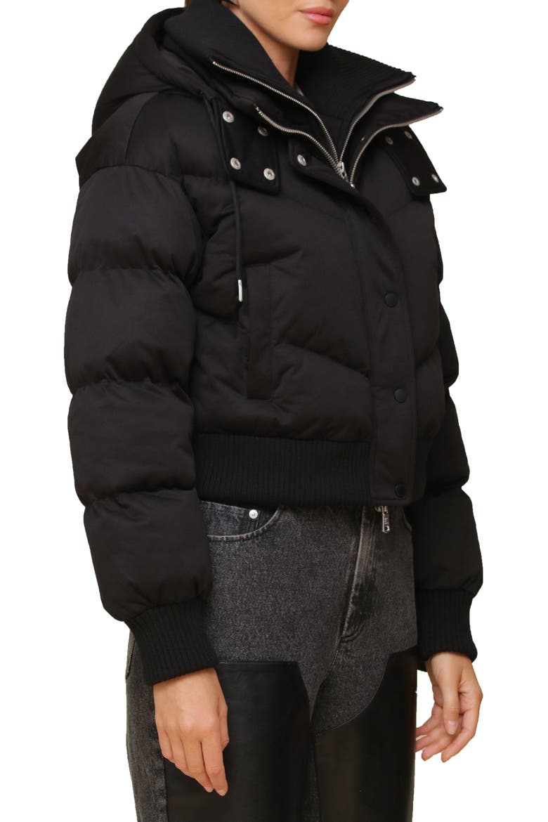 Thermalpuff™ Crop Puffer Jacket with Rib Bib, Alternate, color, BLACK