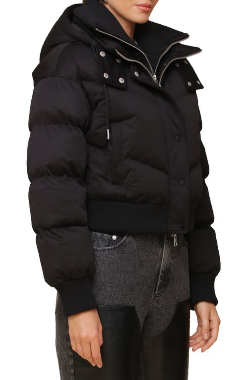 Avec Les Filles Thermalpuff™ Crop Puffer Jacket With Rib Bib In Black