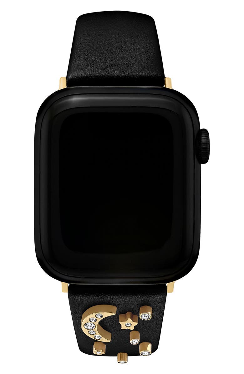 Olivia Burton Celestial Leather 20mm Apple Watch<sup>®</sup> Watchband, Alternate, color, 