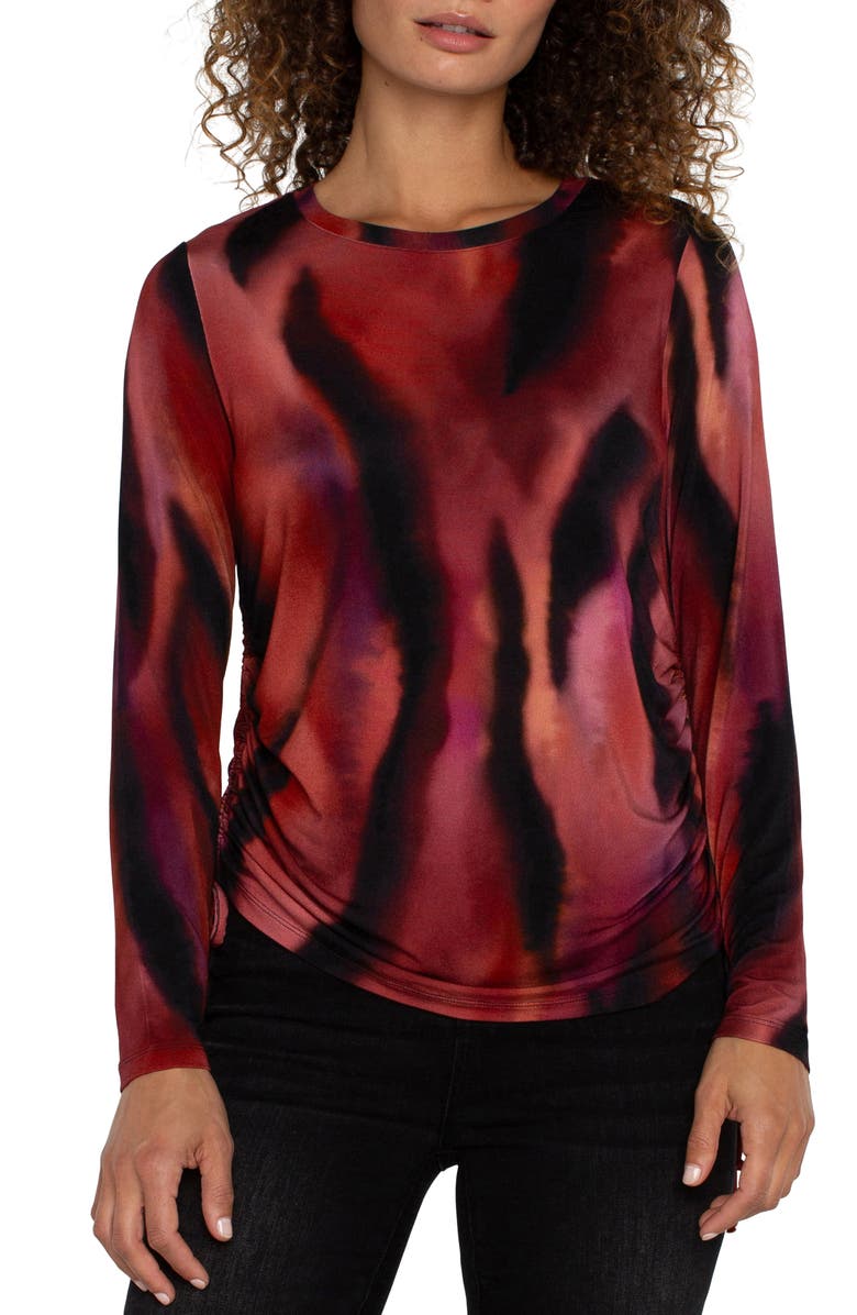 Liverpool Los Angeles Crewneck Ruched Top, Main, color, 