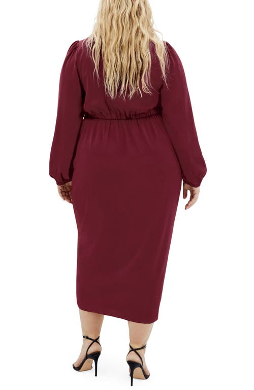 City Chic Lianna Long Sleeve Dress In Burgundy