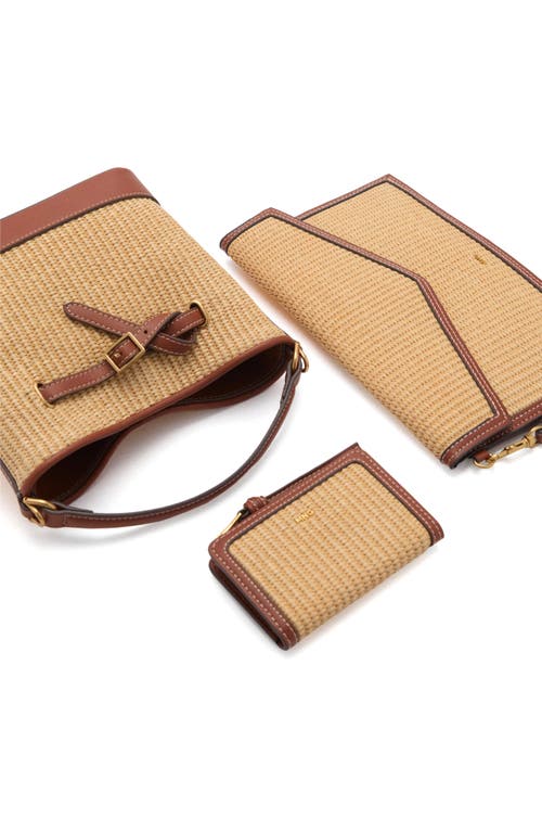 Mango Raffia Clutch In Brown